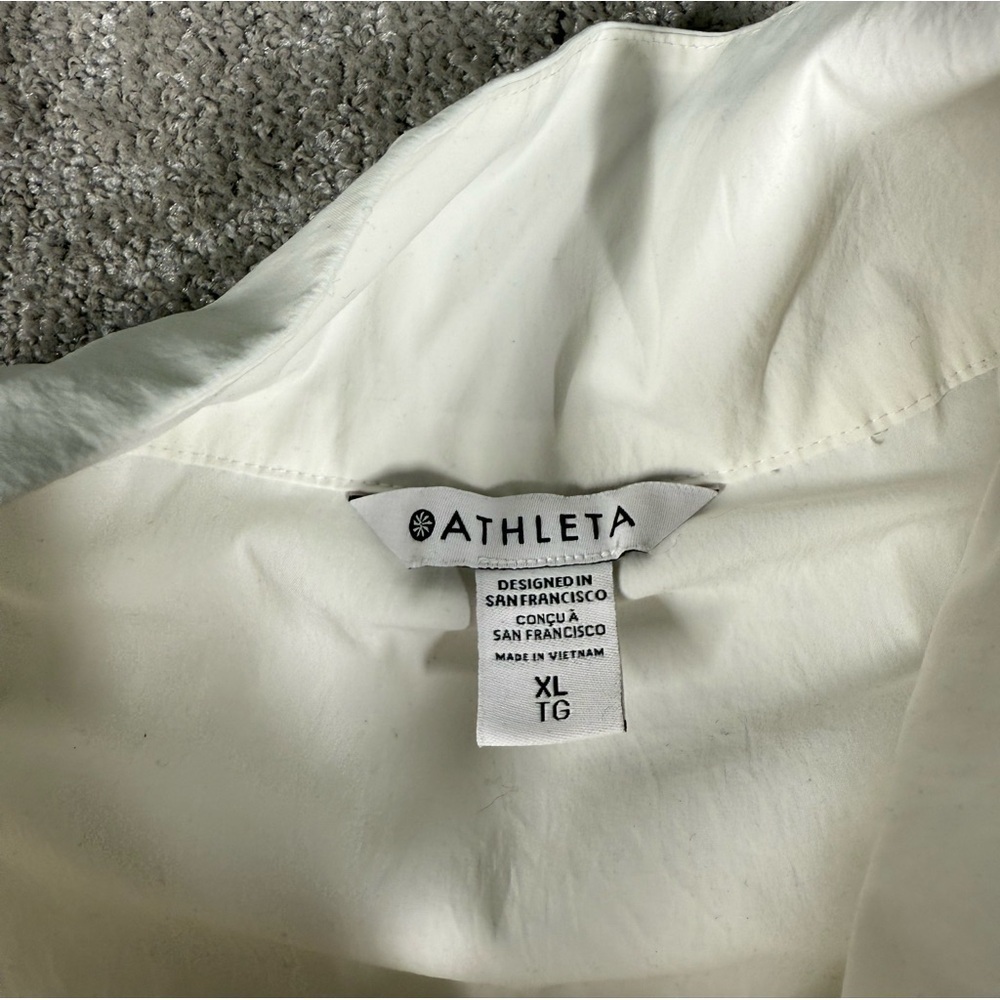 Athleta Sojourn Top Womens XL White Quarter Zip Pleated Layered Oversized READ - Picture 4 of 11